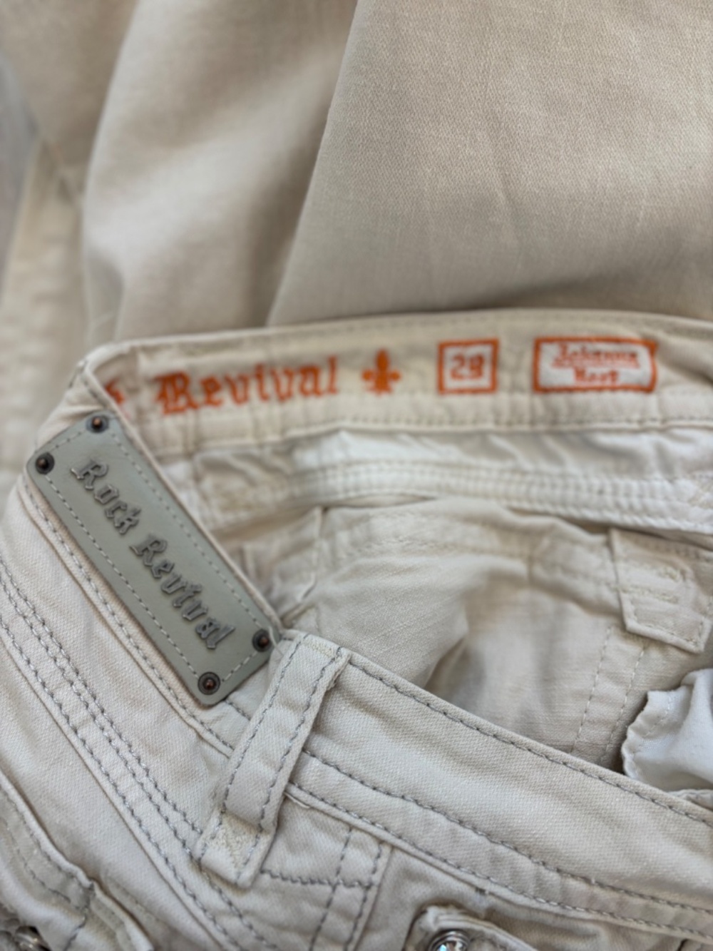 ✧ Y2K Rock Revival Low Rise Bootcut Jeans ✧Size 29, ivory - Picture 14 of 15